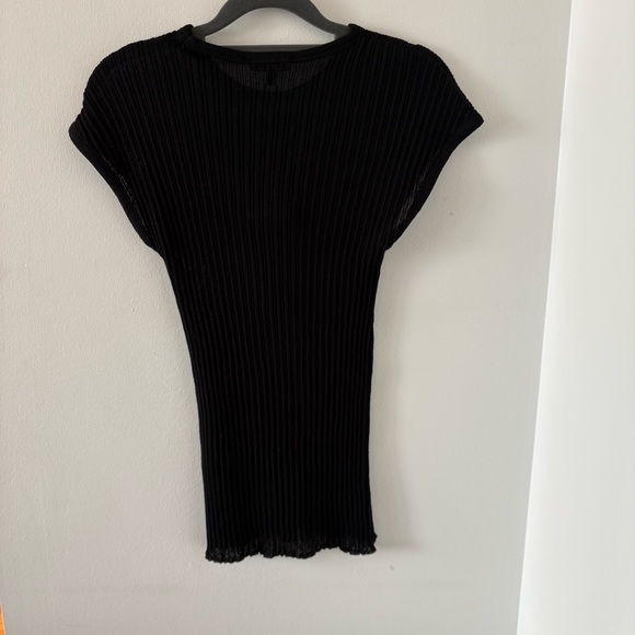 Massimo Dutti Open Knit Ribbed Crew Neck Black Top Size L NWT - Picture 5 of 11